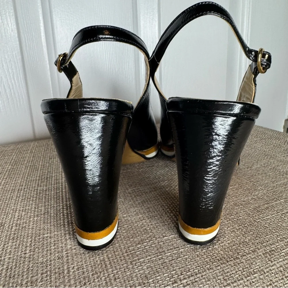 Salvatore Ferragamo Rosina Vintage Black Slingback Heels size 6.5